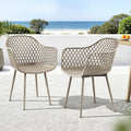 Set of 4 Outdoor Dining Chairs PP Lounge Chair Patio Furniture Garden Coffee