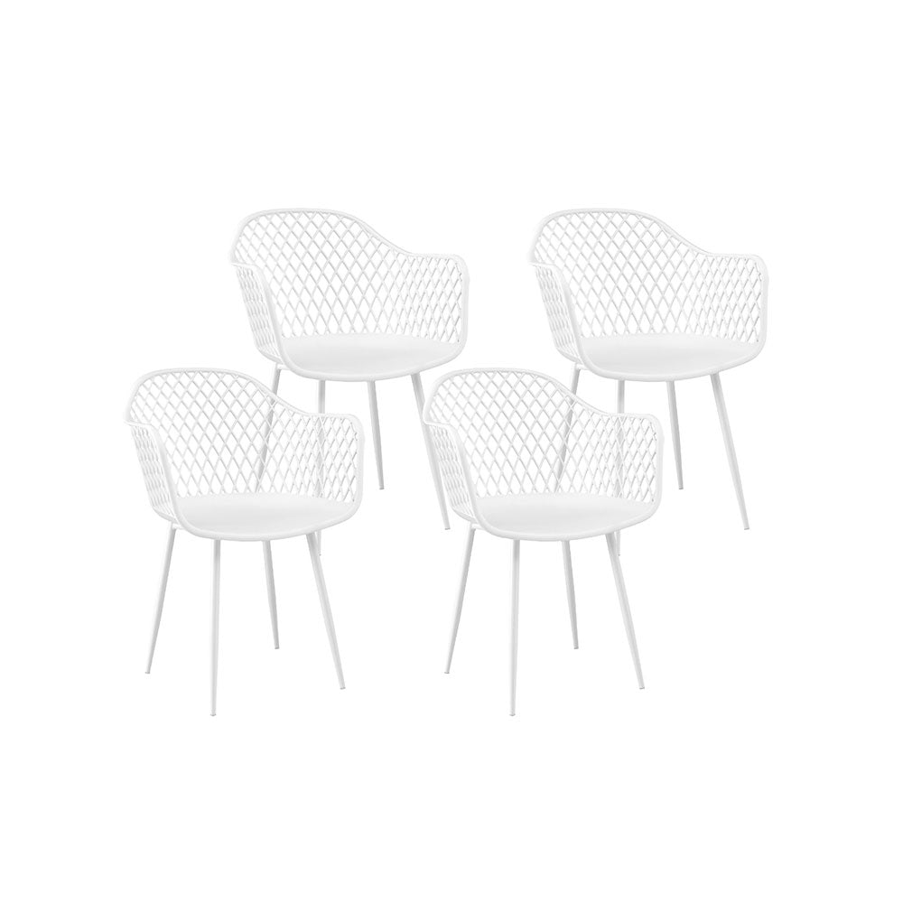 4 Piece Outdoor Ventilated Dining Chairs - White