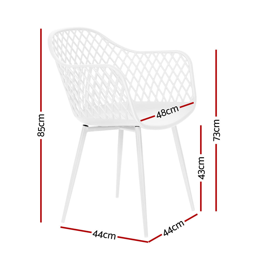 4 Piece Outdoor Ventilated Dining Chairs - White