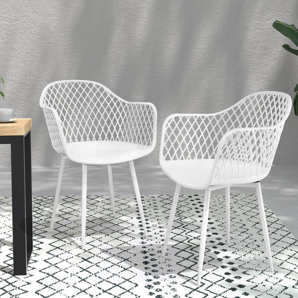 4 Piece Outdoor Ventilated Dining Chairs - White