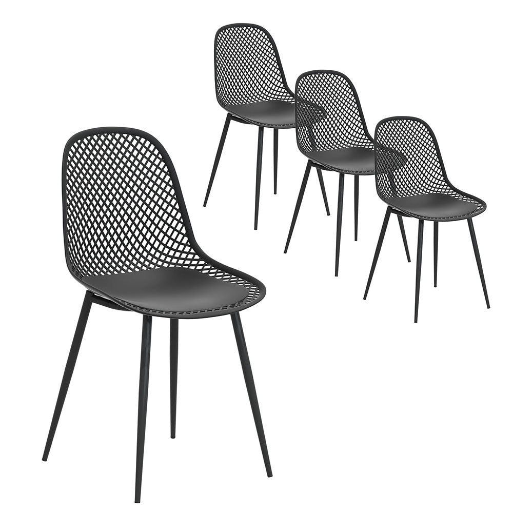 Set of 4 Outdoor Ventilated Dining Chairs Black