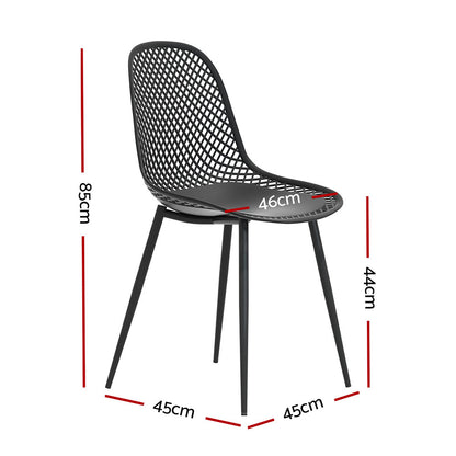 Set of 4 Outdoor Ventilated Dining Chairs Black