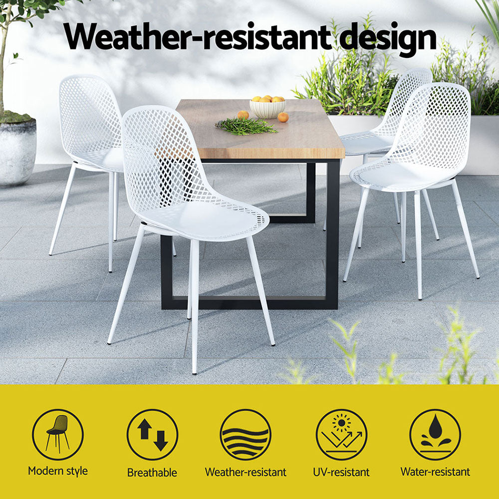 Set of 4 Outdoor Ventilated Dining Chairs White