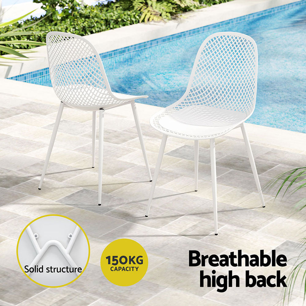 Set of 4 Outdoor Ventilated Dining Chairs White