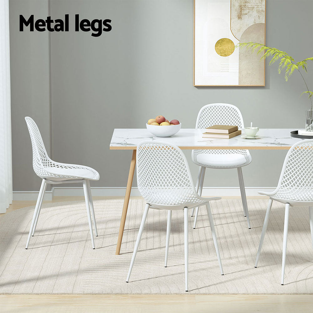 Set of 4 Outdoor Ventilated Dining Chairs White