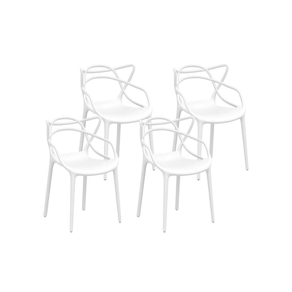 4 Piece Stackable Outdoor Dining Chairs - White