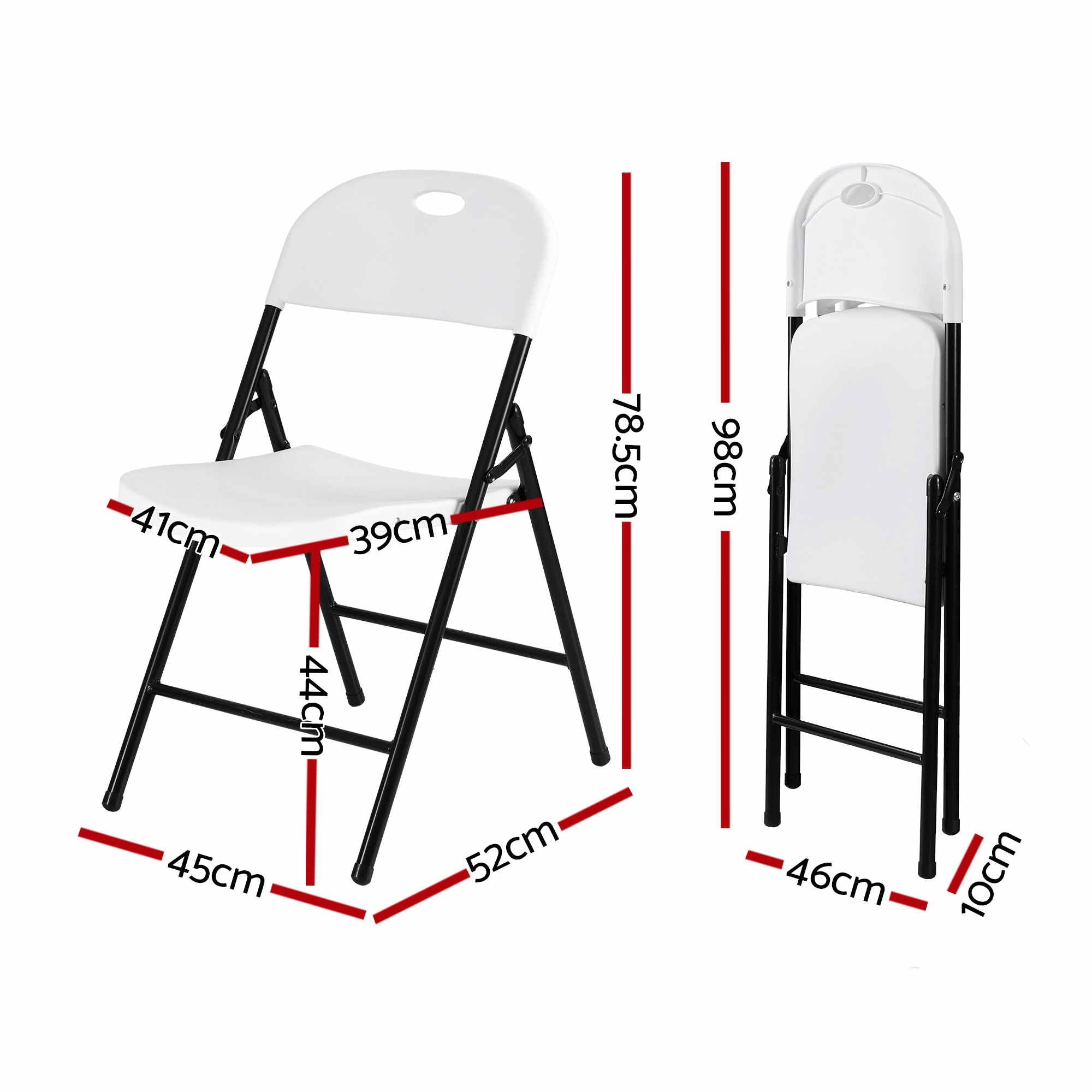 4PC Outdoor Dining Chairs PP Folding Chair Patio Garden Furniture White