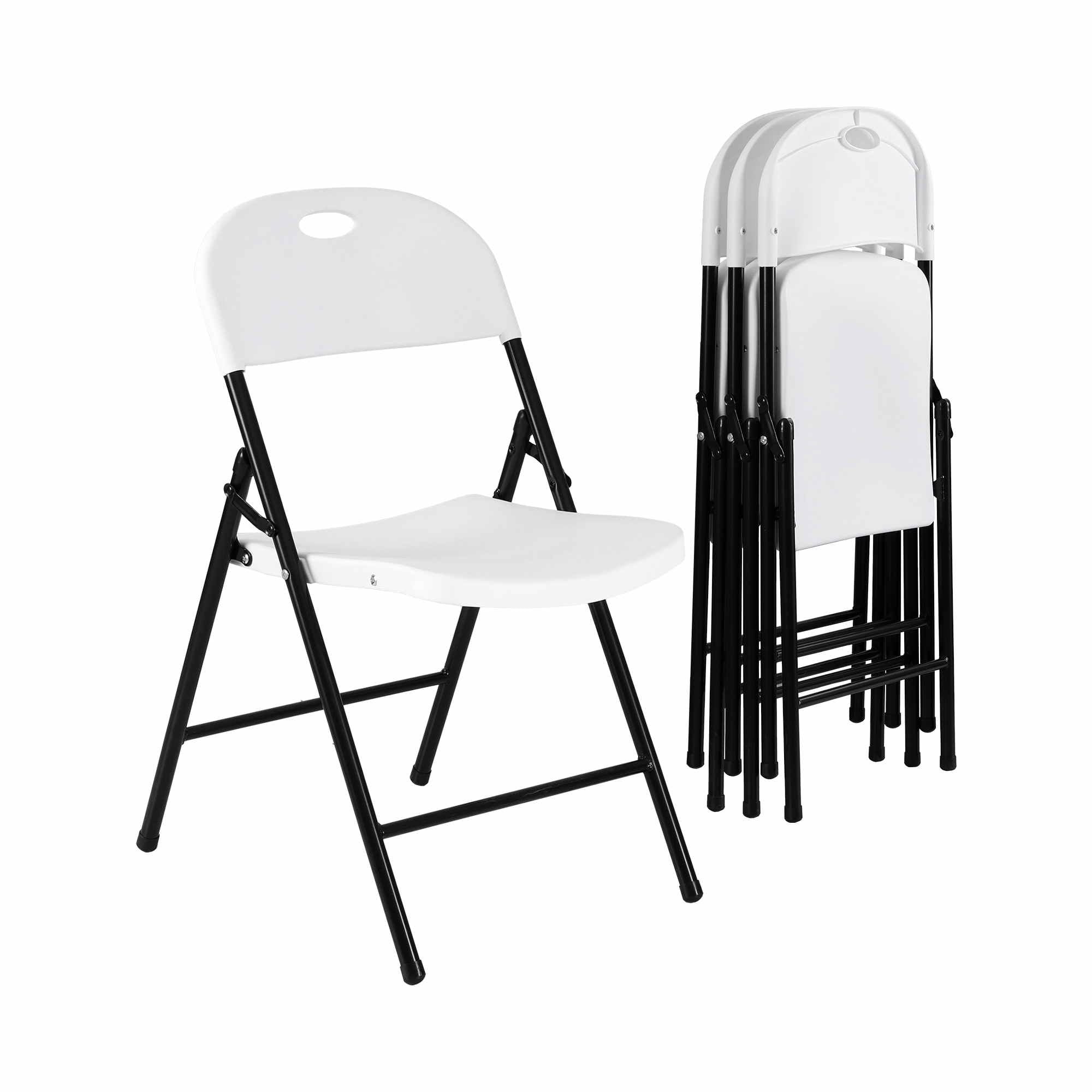 4PC Outdoor Dining Chairs PP Folding Chair Patio Garden Furniture White