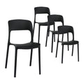 4PC Outdoor Dining Chairs Stackable PP Patio Chair Garden Furniture Black