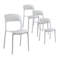 4PC Outdoor Dining Chairs Stackable PP Patio Chair Garden Furniture White