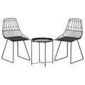 3 Piece Steel Outdoor Patio Bistro Set Black