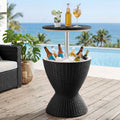 Outdoor Bar Table Portable Ice Bucket Cooler 30L Adjustable Top Black