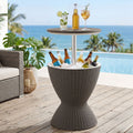 Outdoor Bar Table Portable Ice Bucket Cooler 30L Adjustable Top Brown