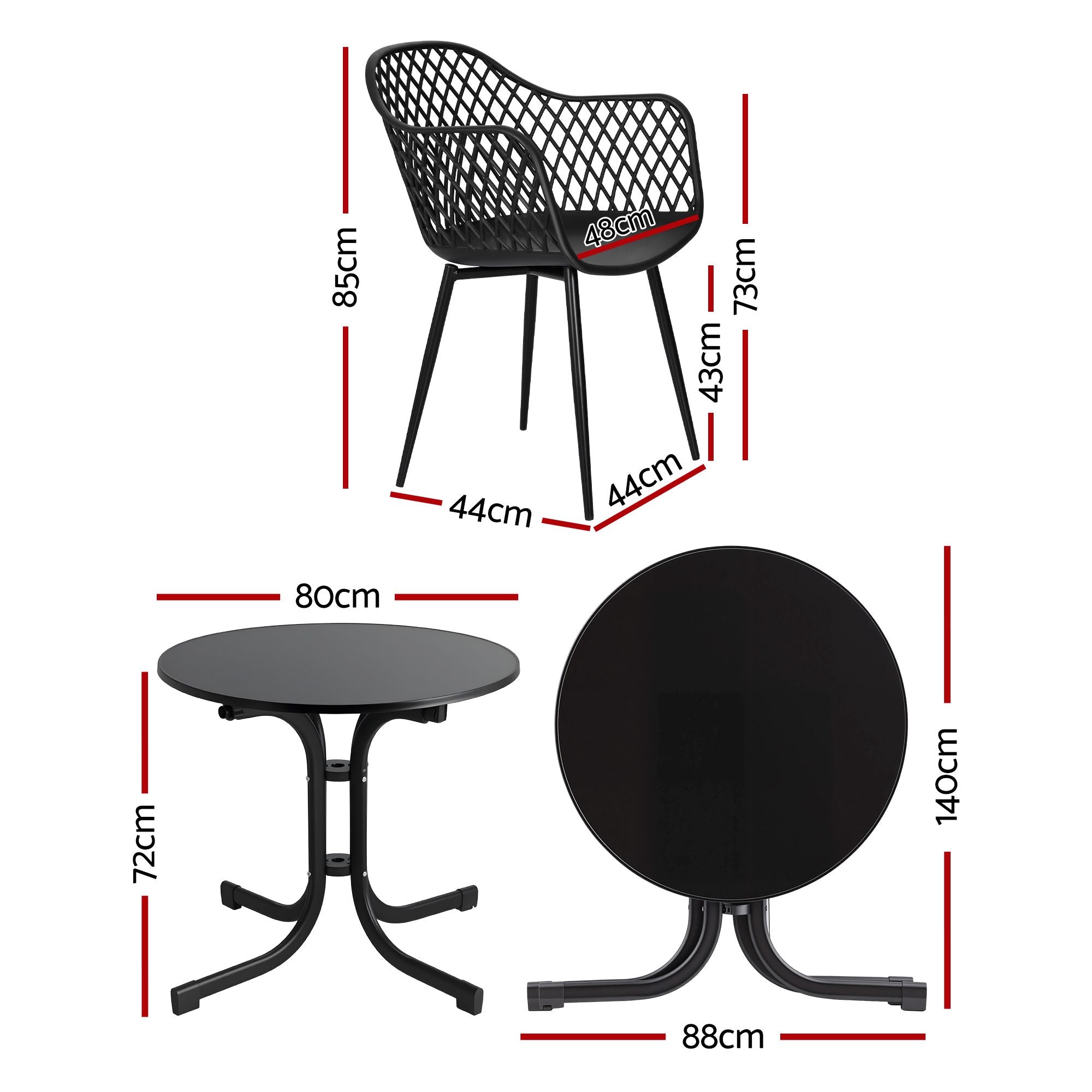 5PCS Outdoor Dining Set Table and Chairs Patio Furniture Garden Diamond Black