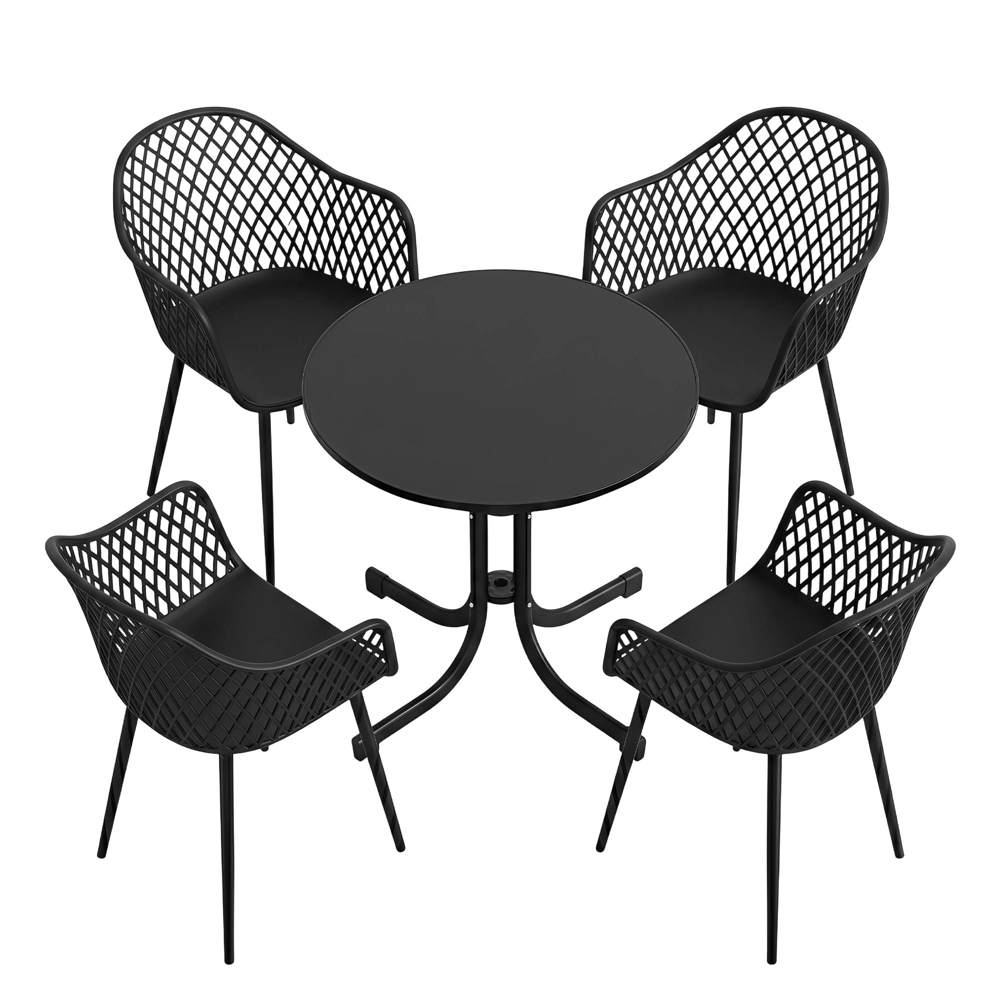 5PCS Outdoor Dining Set Table and Chairs Patio Furniture Garden Diamond Black