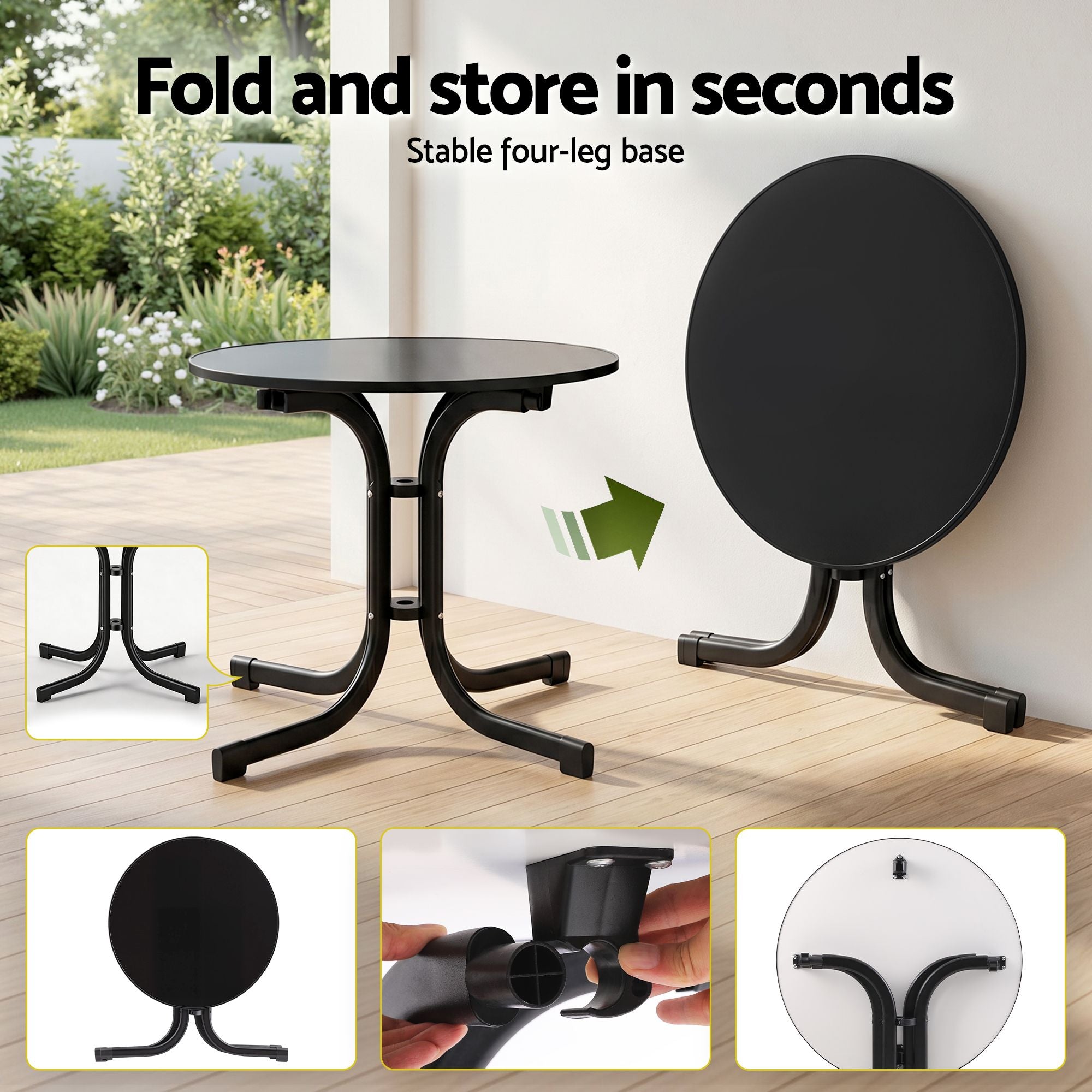 5PCS Outdoor Dining Set Table and Chairs Patio Furniture Garden Diamond Black