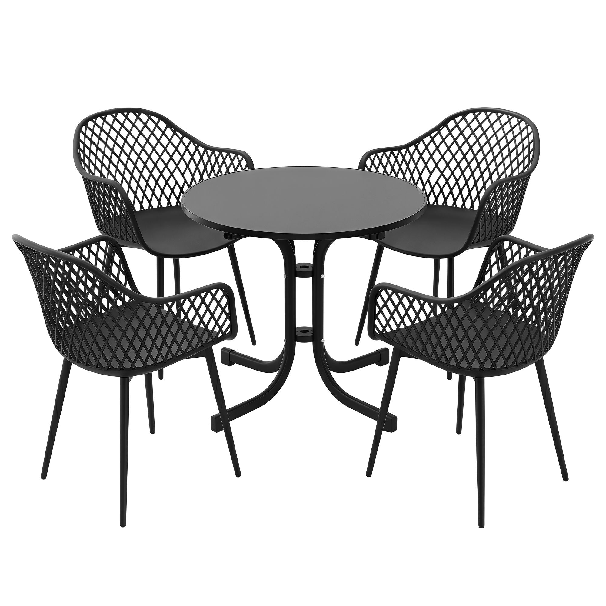 5PCS Outdoor Dining Set Table and Chairs Patio Furniture Garden Diamond Black