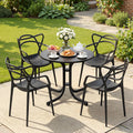 5PCS Outdoor Dining Set Table and Chairs Garden Patio Furniture Entwine Black