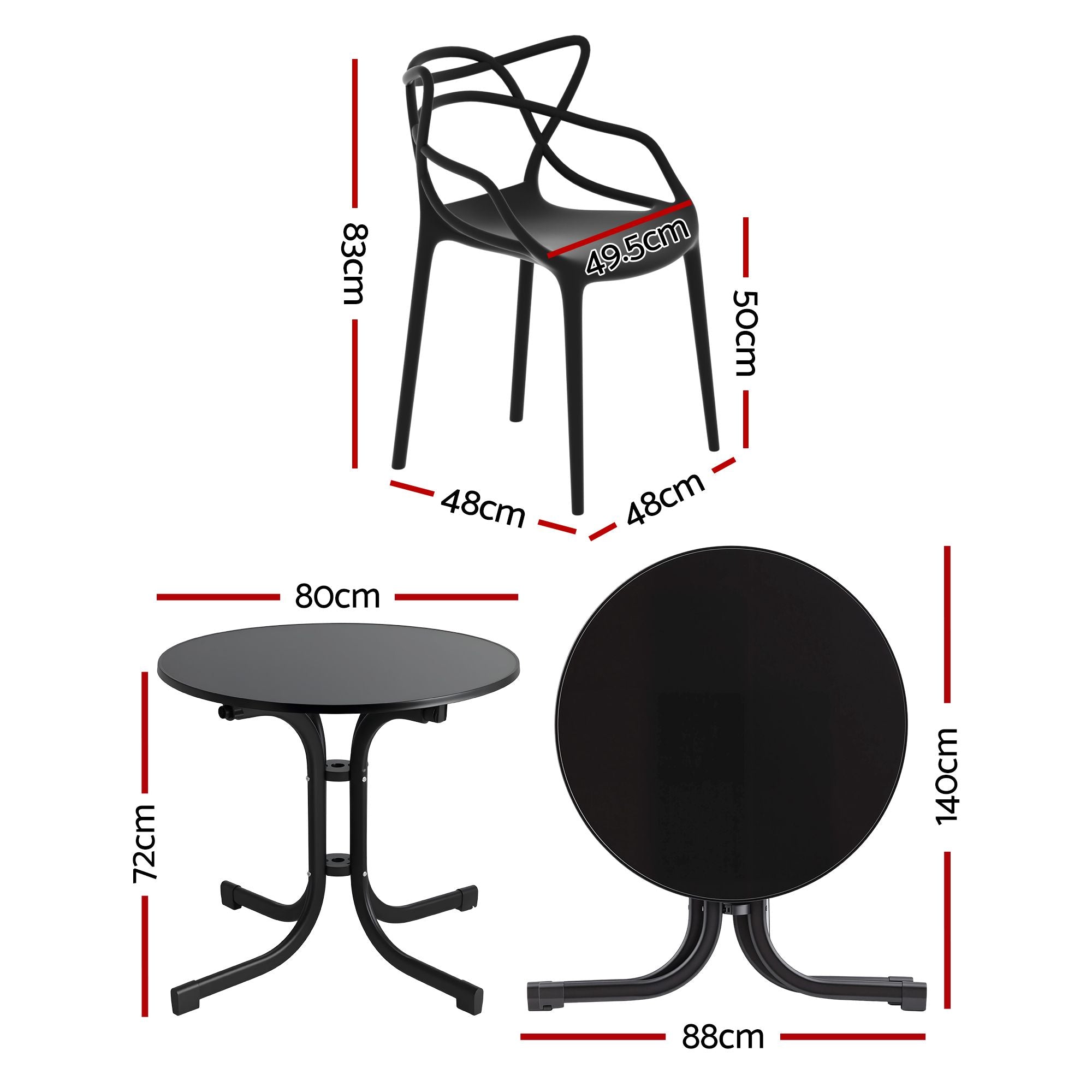 5PCS Outdoor Dining Set Table and Chairs Garden Patio Furniture Entwine Black