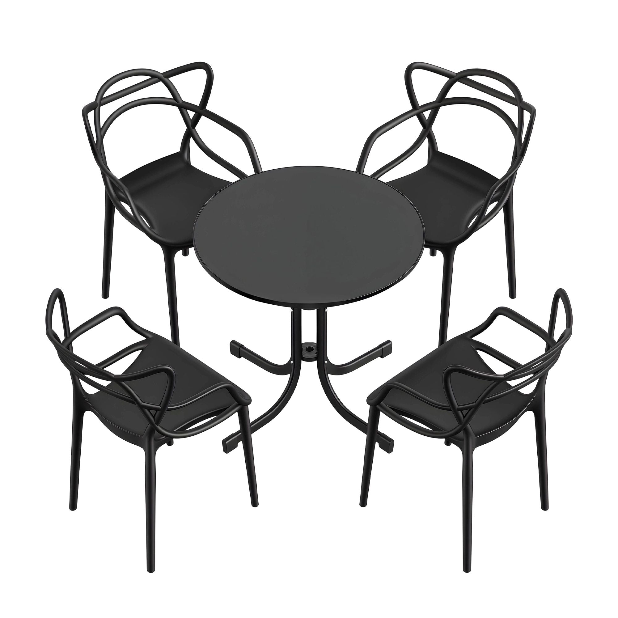 5PCS Outdoor Dining Set Table and Chairs Garden Patio Furniture Entwine Black