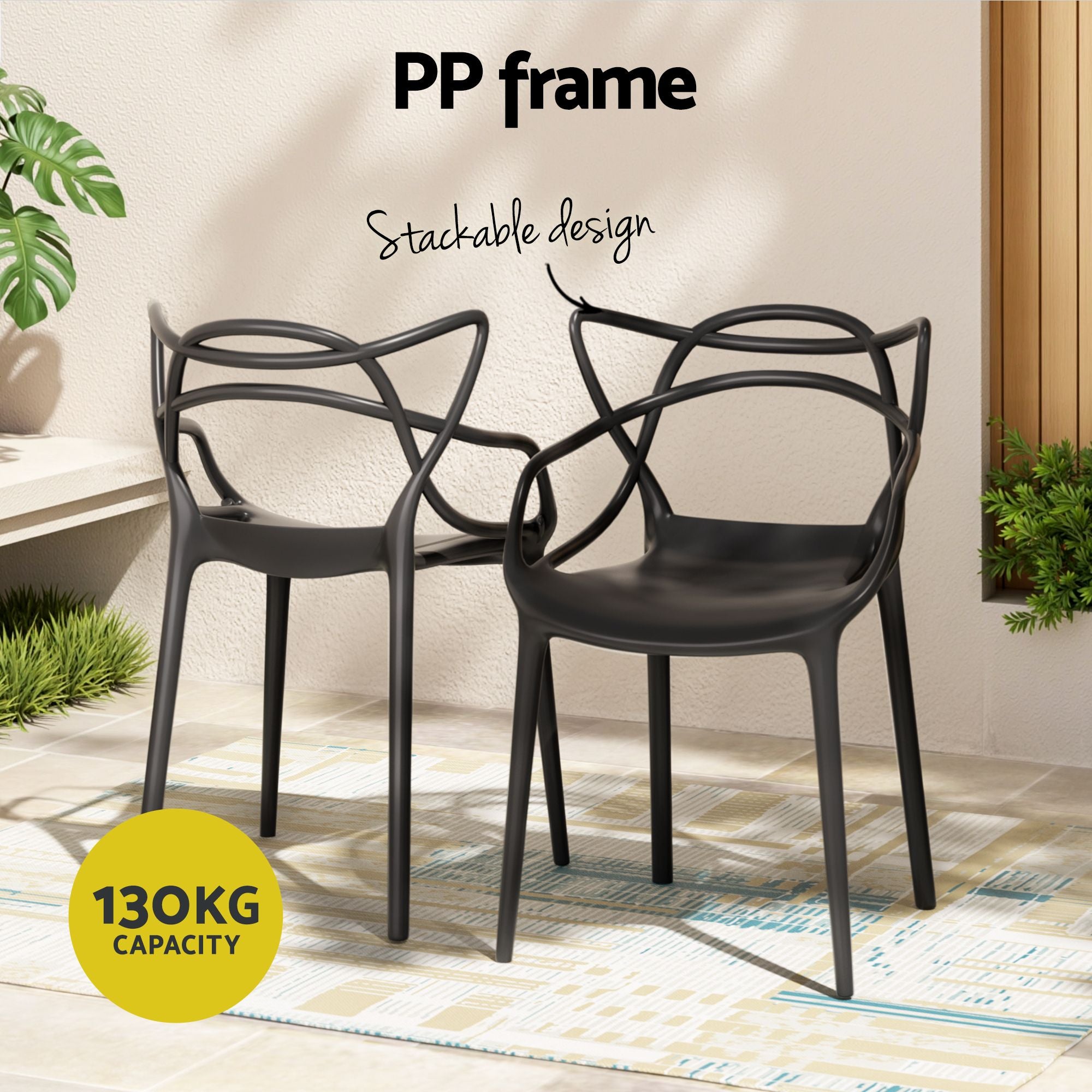5PCS Outdoor Dining Set Table and Chairs Garden Patio Furniture Entwine Black