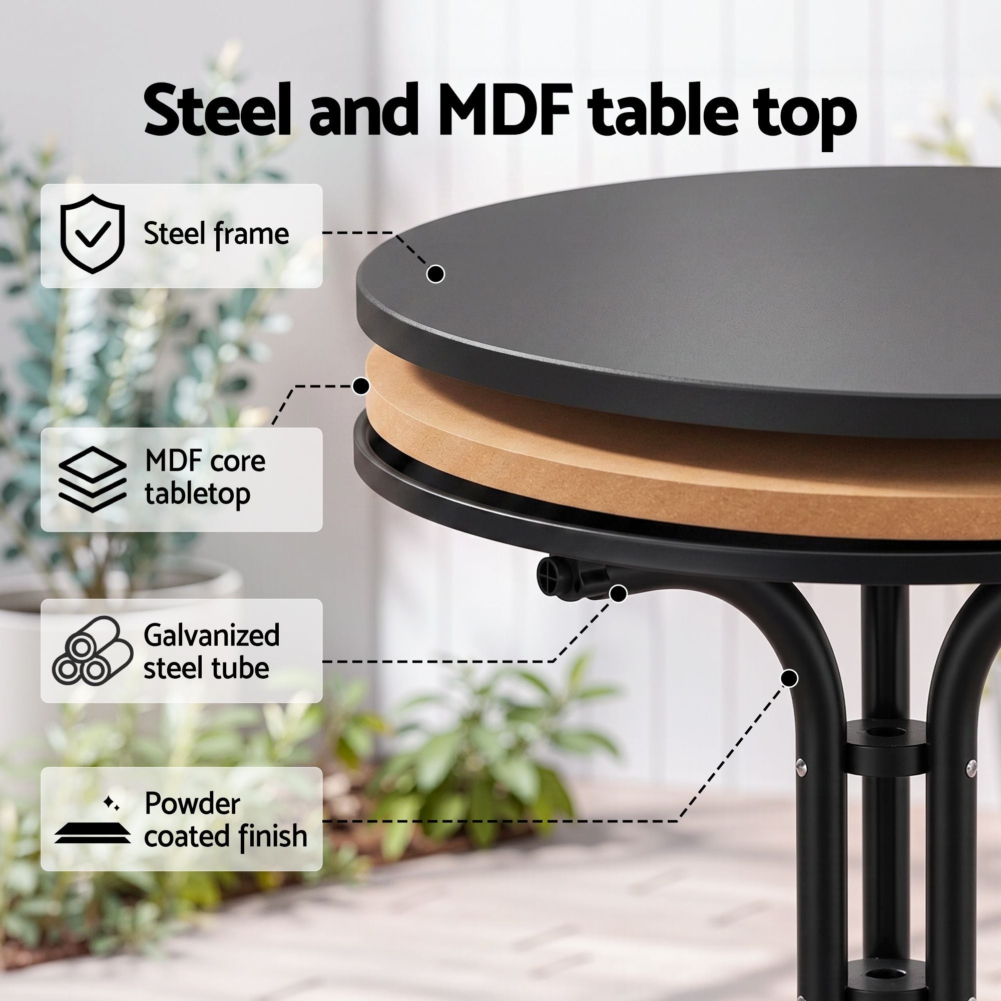 5PCS Outdoor Dining Set Table and Chairs Garden Patio Furniture Entwine Black