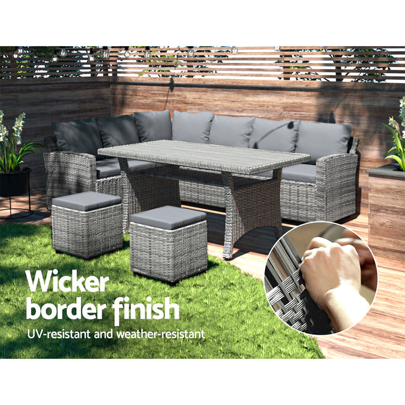 Harper 8-Seater Outdoor Lounge Dining Set - Grey