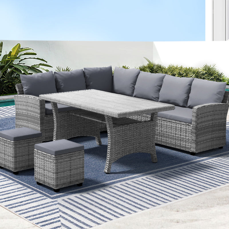 Harper 8-Seater Outdoor Lounge Dining Set - Grey