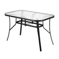 120CM Outdoor Dining Table Steel Parasol Hole Desk Patio Furniture Black