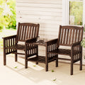 Outdoor Garden Bench Loveseat Wooden Table Chairs Patio Furniture Charcoal