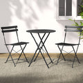 3PC Outdoor Bistro Set Steel Table and Chairs Patio Furniture Black