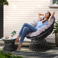 Outdoor Lounge Setting Papasan Chair Wicker Table Garden Furniture Black