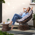 Outdoor Lounge Setting Papasan Chair Wicker Table Garden Furniture Brown