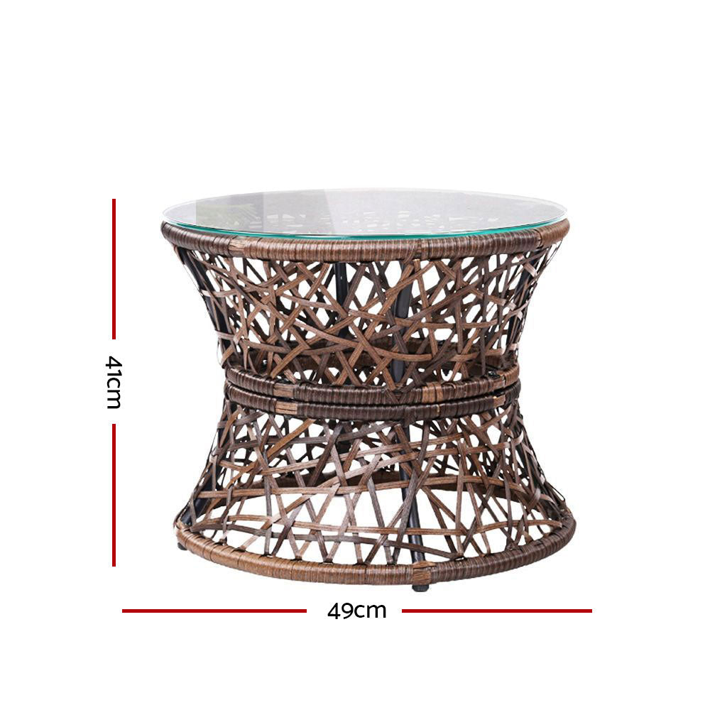 Outdoor Lounge Setting Papasan Chair Wicker Table Garden Furniture Brown