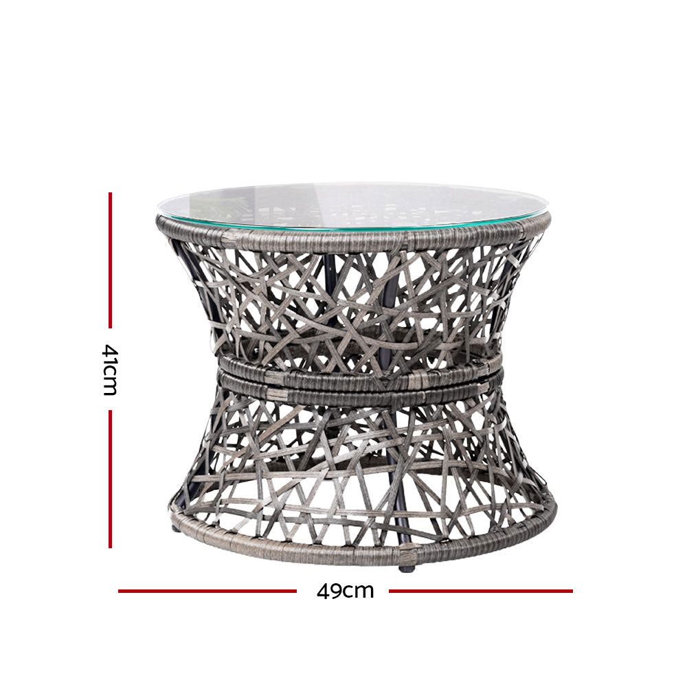 Outdoor Lounge Setting Papasan Chair Wicker Table Garden Furniture Grey