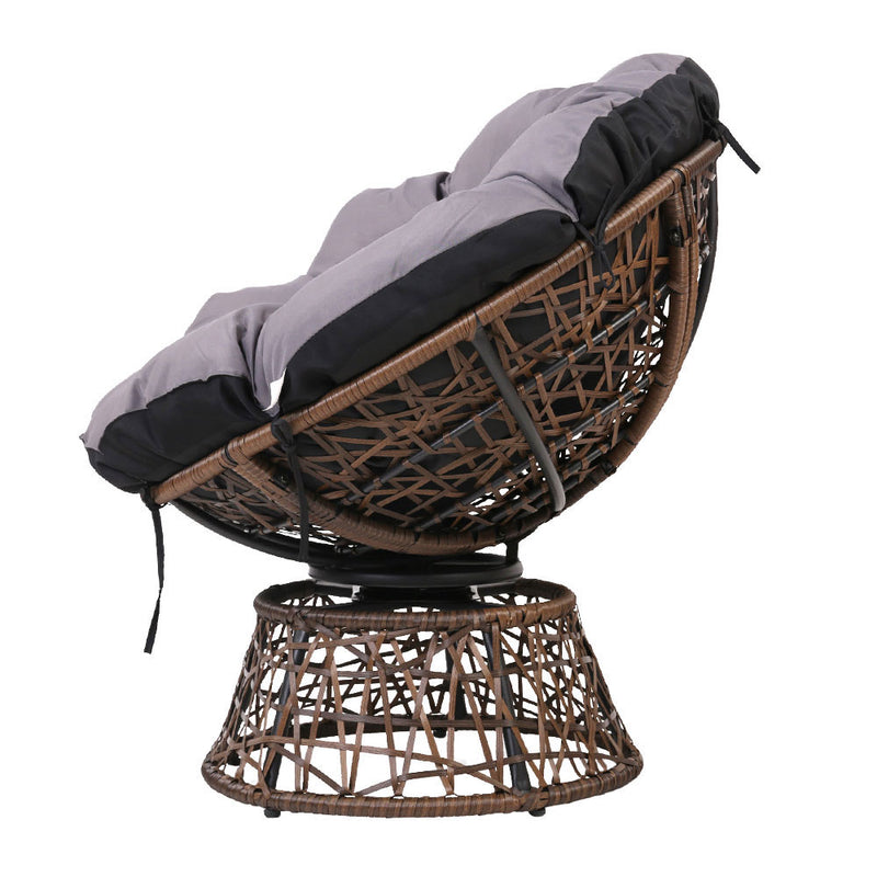 Outdoor Lounge Setting Furniture Wicker Papasan Chairs Table Patio Brown