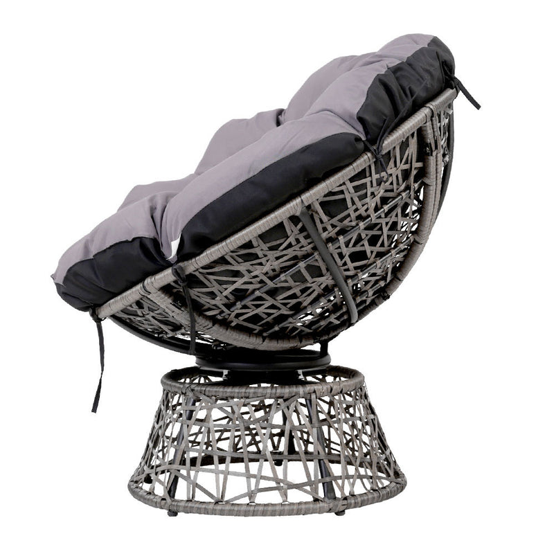 Outdoor Lounge Setting Furniture Wicker Papasan Chairs Table Patio Grey