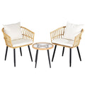 3PC Outdoor Bistro Set Patio Furniture Lounge Setting Table and Chairs Natural