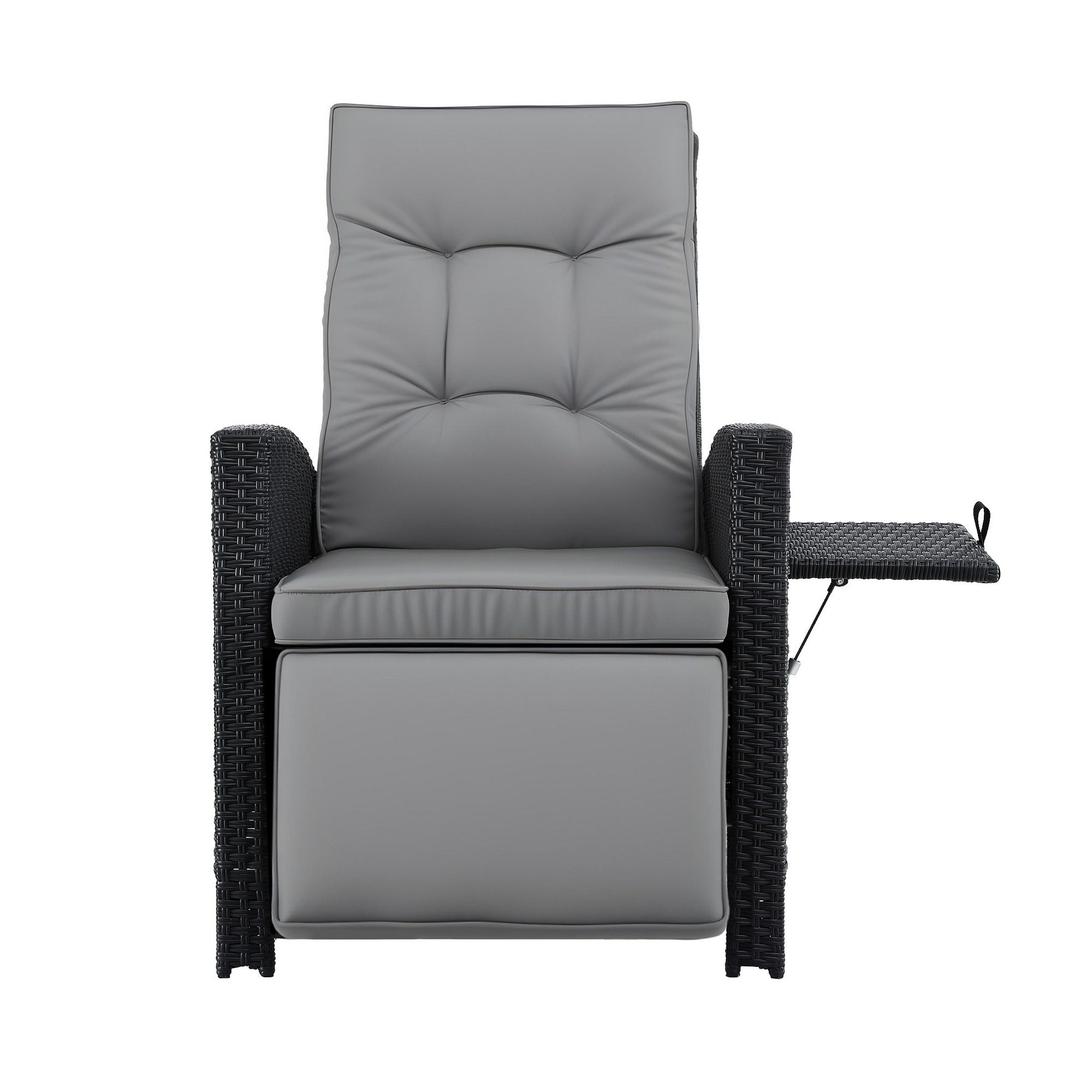 Outdoor Adjustable Recliner Sun Lounge Wicker Patio Chair - Black