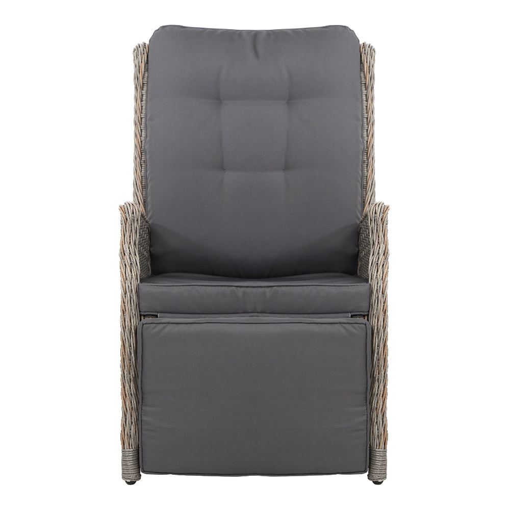 Recliner Chairs Sun lounge Wicker Lounger Outdoor Furniture Patio Adjustable Grey