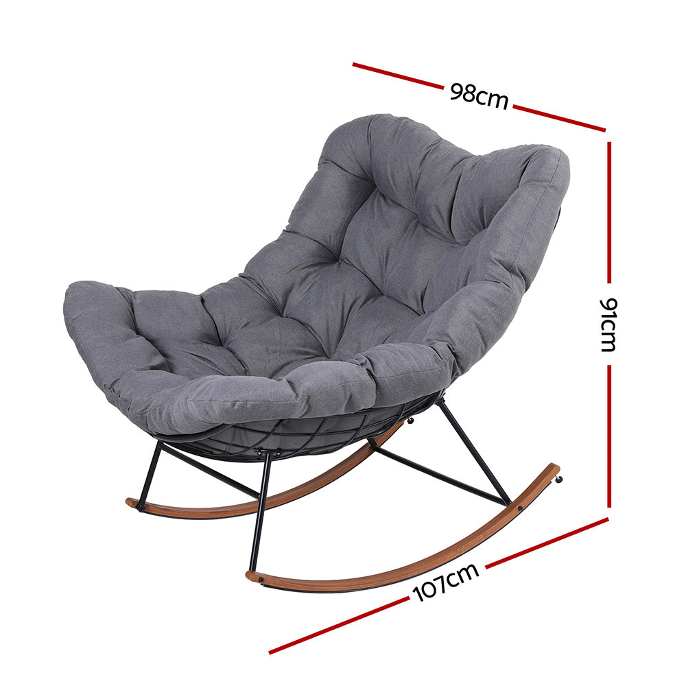 Outdoor Rocking Chair Furniture Papasan Recliner Garden Patio Lounge Setting
