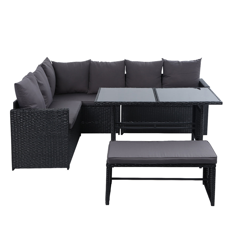 Outdoor Dining Set Sofa Lounge Setting Chairs Table Bench Black Cover