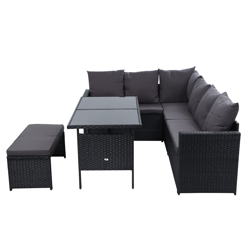 Outdoor Dining Set Sofa Lounge Setting Chairs Table Bench Black Cover