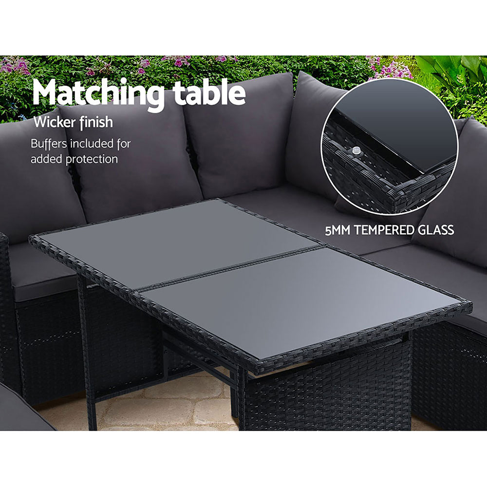 Outdoor Dining Set Sofa Lounge Setting Chairs Table Bench Black Cover