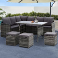 Outdoor Furniture Dining Setting Sofa Set Lounge Wicker 9 Seater Mixed Grey