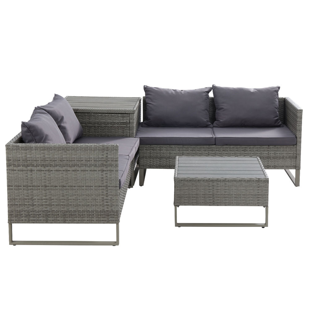 4-Seater Outdoor Sofa Furniture Lounge Set Wicker Setting Grey