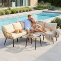4-Piece Modular Outdoor Sofa Set with Cushions 5 Seater Rattan Furniture