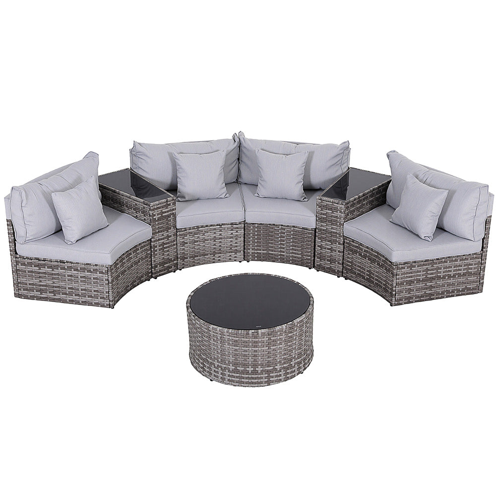 4 Seater Outdoor Sofa Set 7PCS Table Chair Set Garden Rattan Patio Furniture