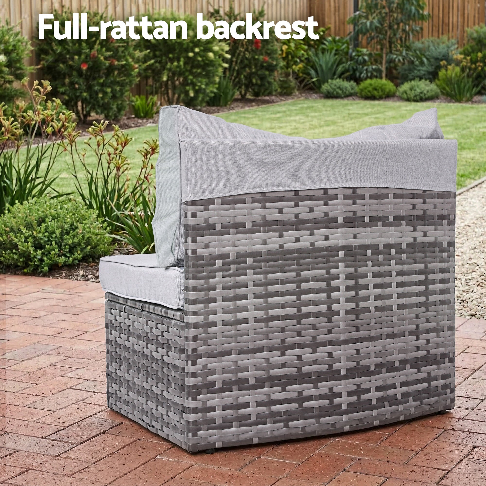 6 Seater Outdoor Rattan Sofa Set 9PCS with Table and Chairs - Grey