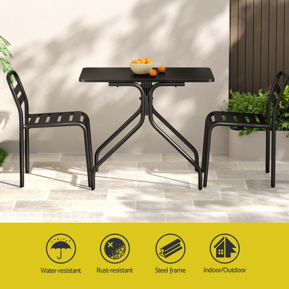 3 Piece Outdoor Bistro Set - Black